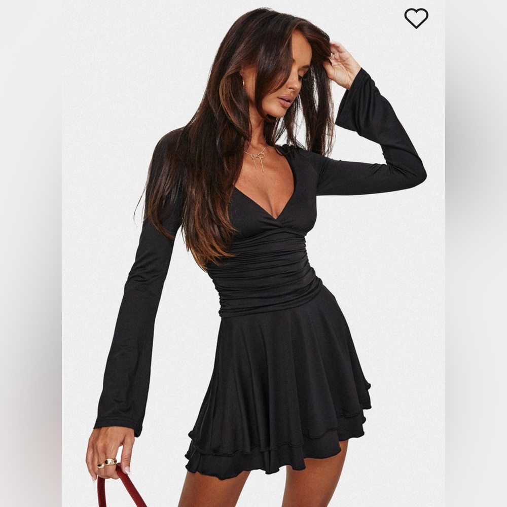 PRINCESS POLY CANINO LONG SLEEVE MINI DRESS BLACK US SIZE 10
